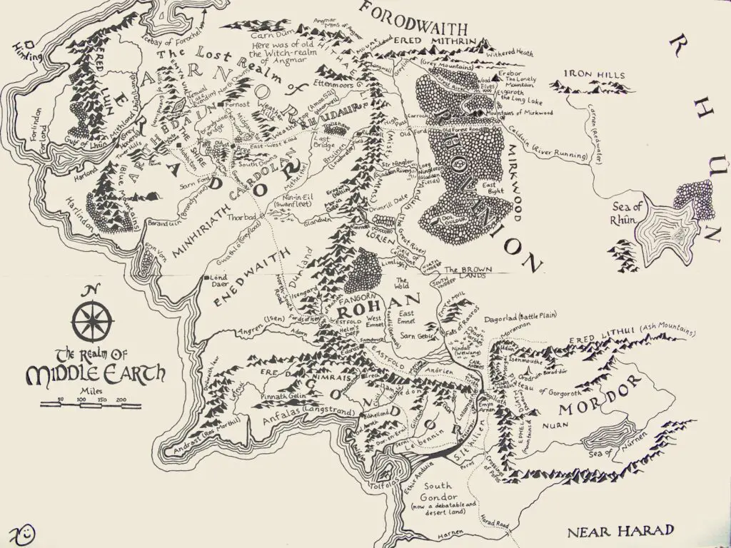 Mapas de ficción: "Los Anillos del poder" y "El Señor de los Anillos".