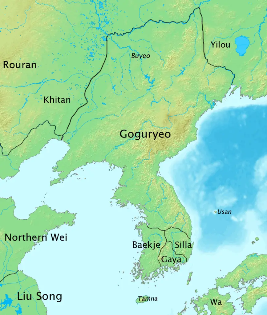 Mapa de Goguryeo en el año 476.
